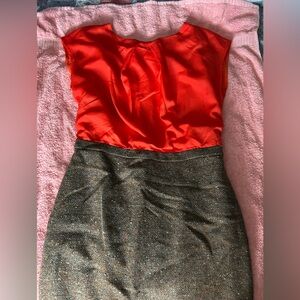 LOFT Red and Brown Dress